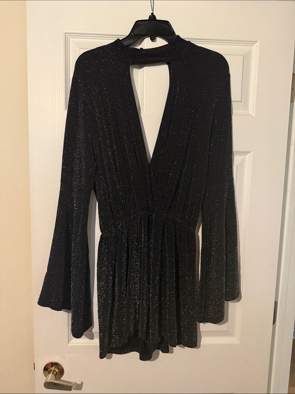 Windsor Black Sparkle Long-Sleeve Romper